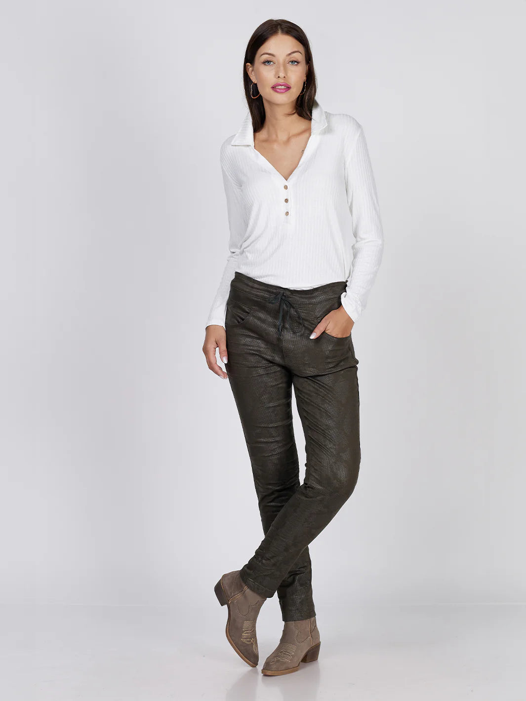 Peyton Metal Black Boyfriend Pant - Bianco Jeans - Beechworth Emporium