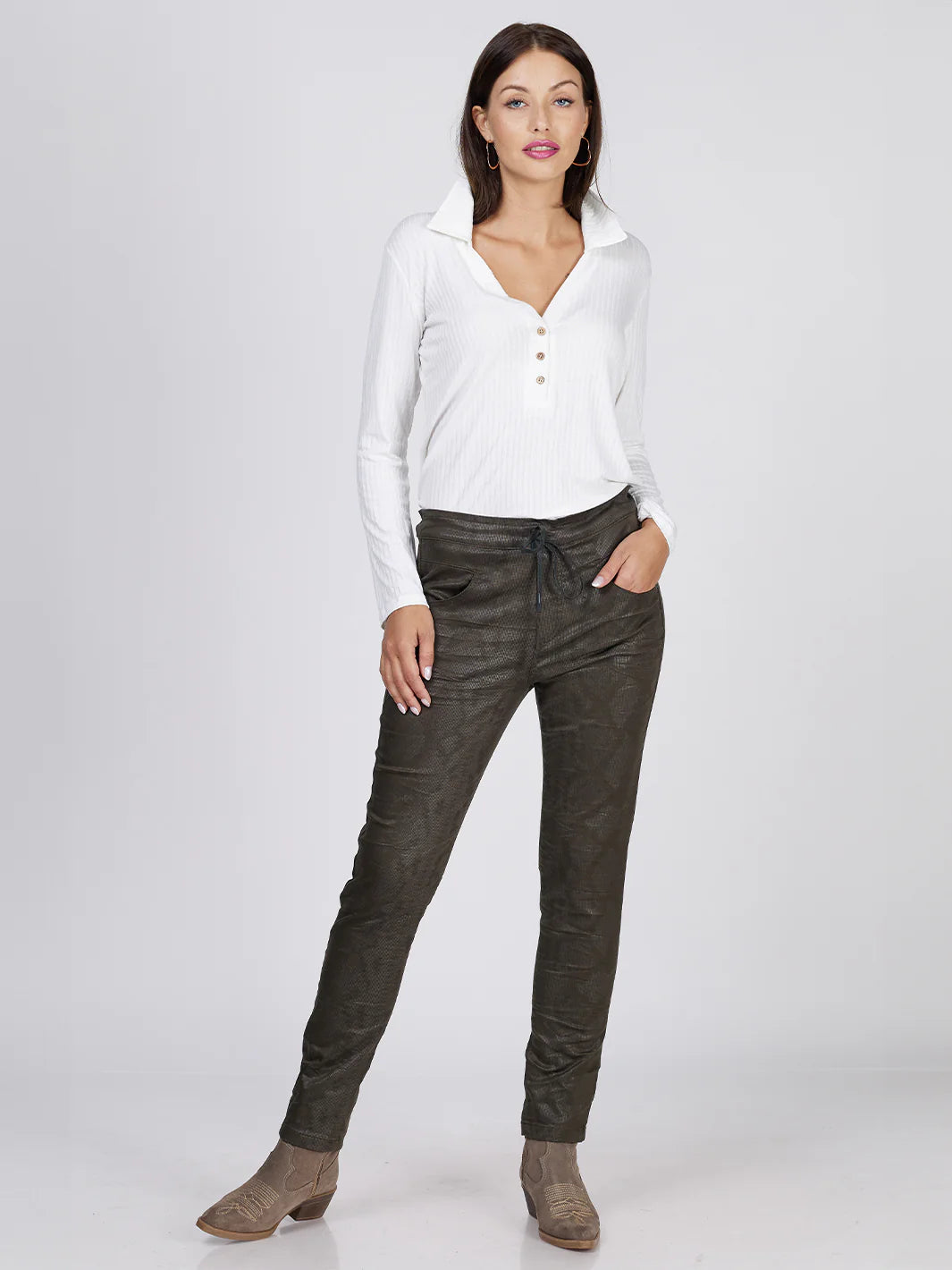 Peyton Metal Black Boyfriend Pant - Bianco Jeans - Beechworth Emporium