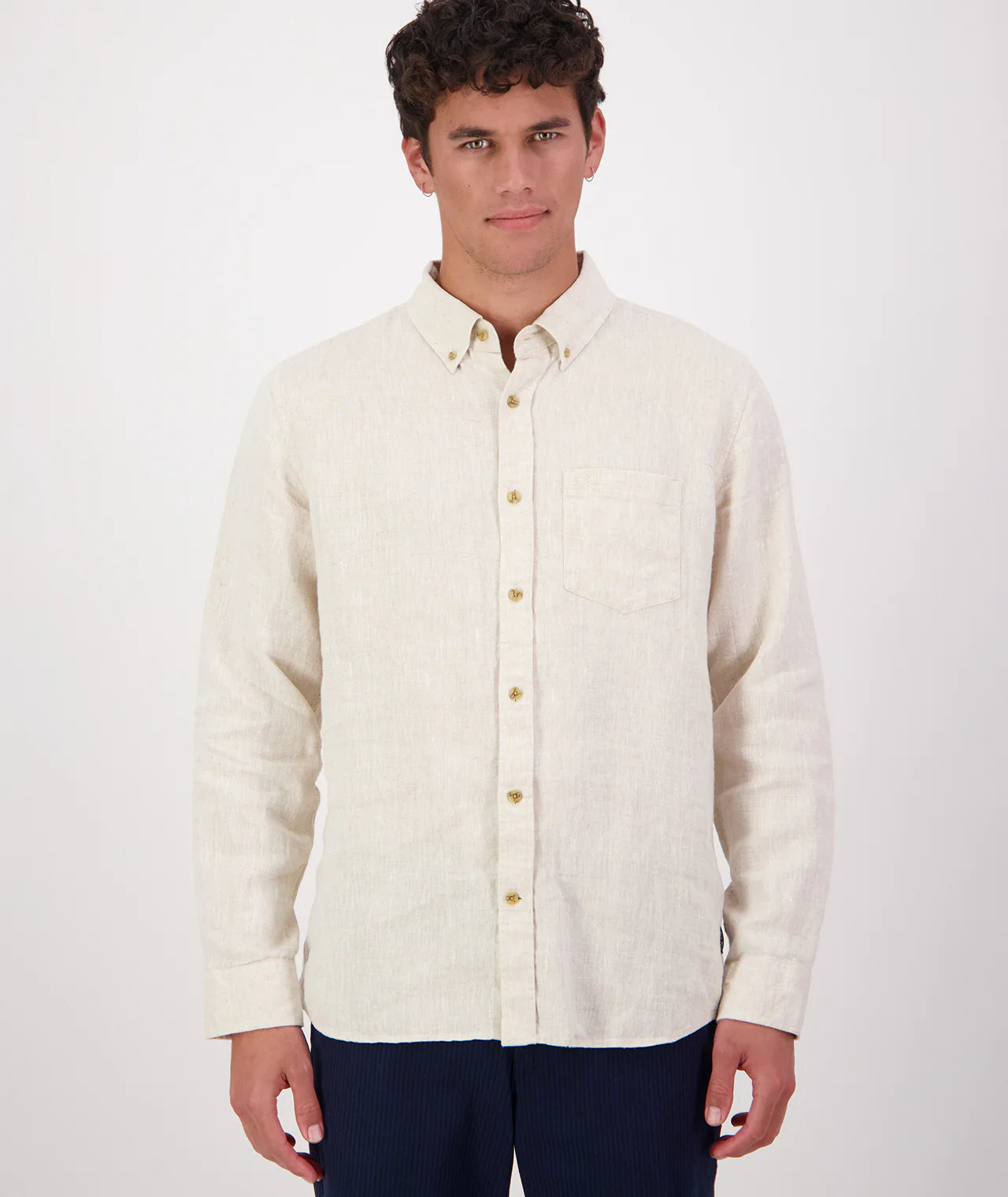 Puhoi Linen Long Sleeve Shirt | Light Stone, , Beechworth Emporium, Tops, [product tags]