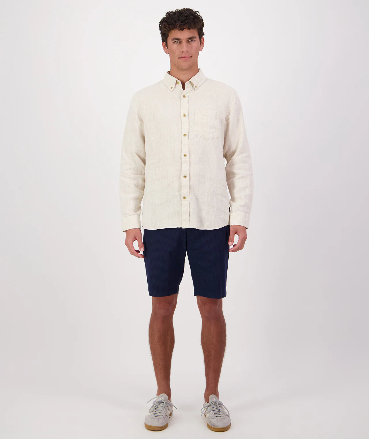 Puhoi Linen Long Sleeve Shirt | Light Stone, , Beechworth Emporium, Tops, [product tags]