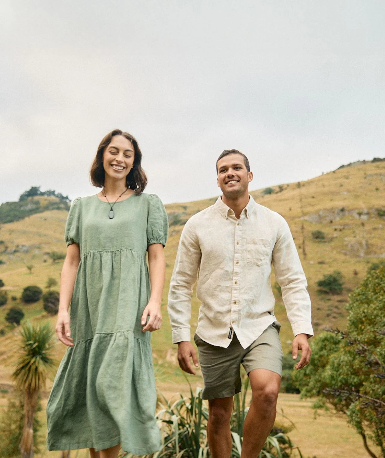 Puhoi Linen Long Sleeve Shirt | Light Stone, , Beechworth Emporium, Tops, [product tags]