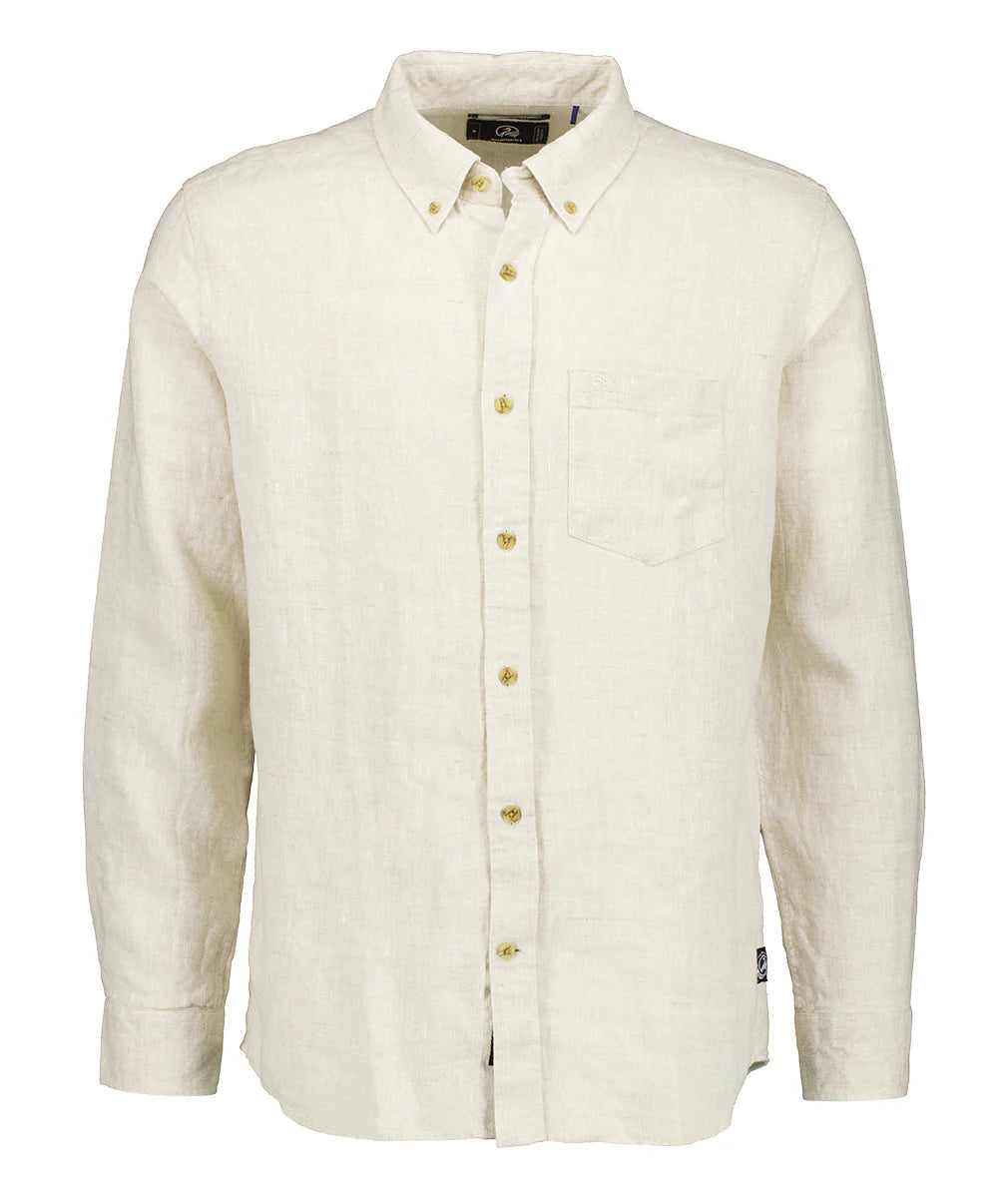 Puhoi Linen Long Sleeve Shirt | Light Stone, , Beechworth Emporium, Tops, [product tags]