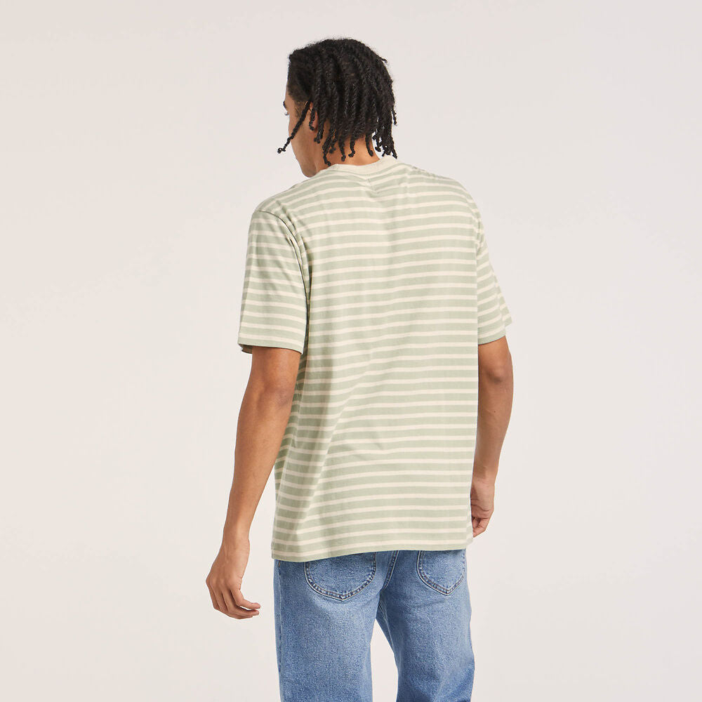 Relaxed Recycled Cotton Tee | Sage Stripe