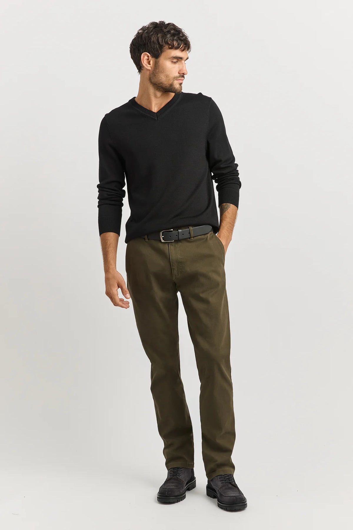 Regular Cotton Twill Chino | Dark Olive