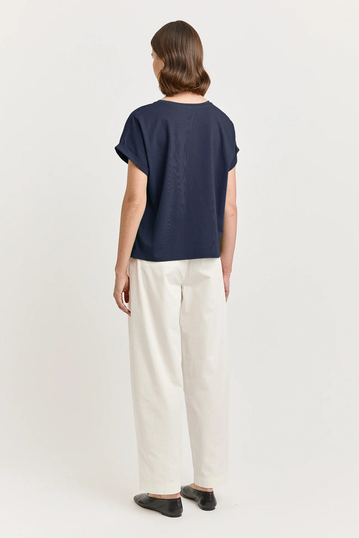 Roll Sleeve Tee Organic Cotton | Navy