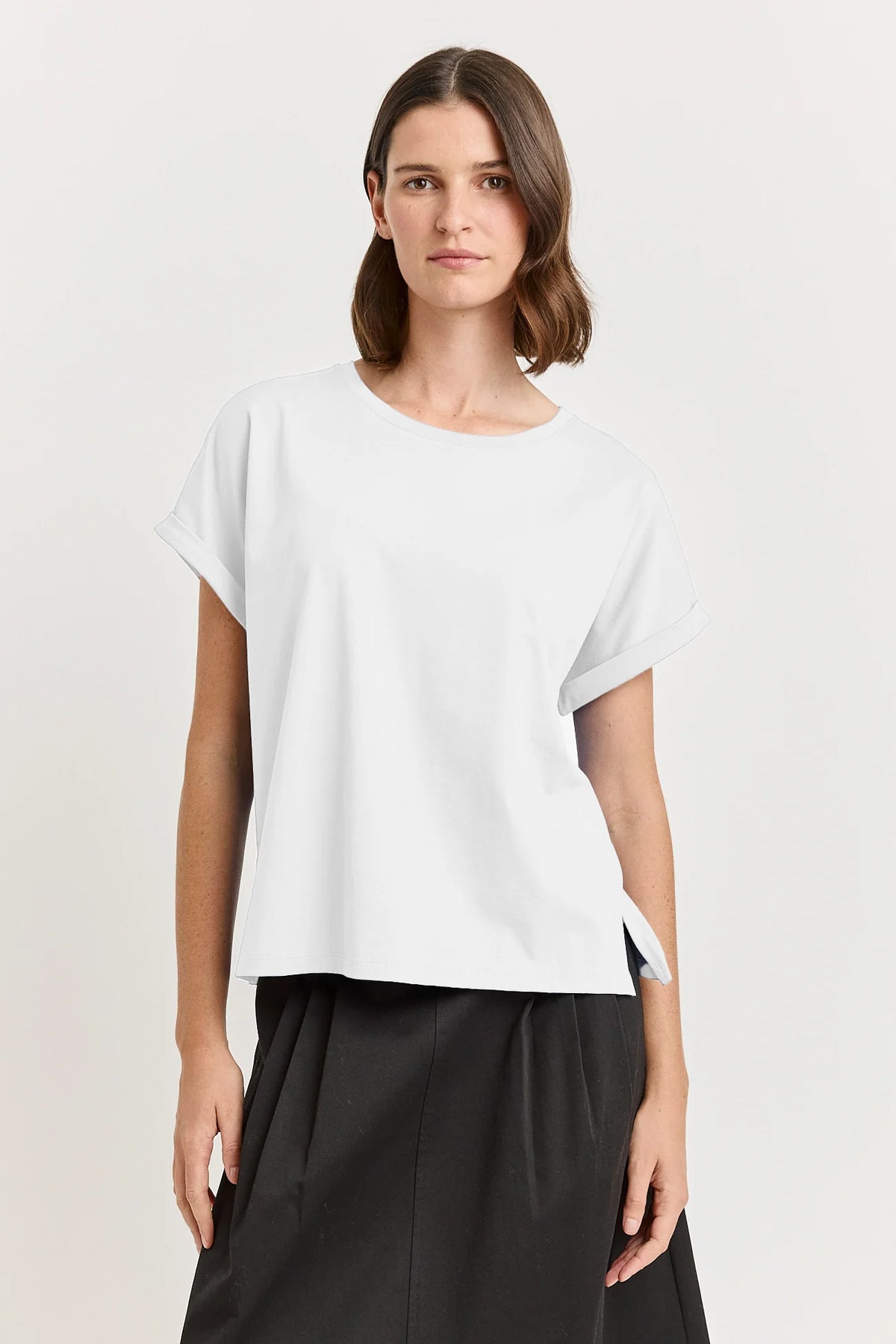 Roll Sleeve Tee Organic Cotton | White