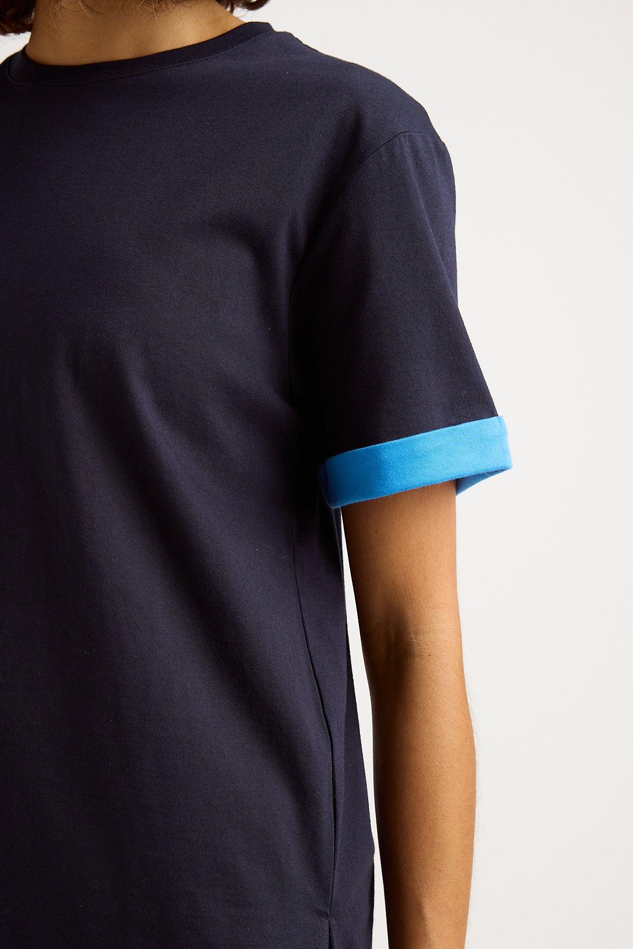 Supima® Contrast Sleeve Tee | Navy