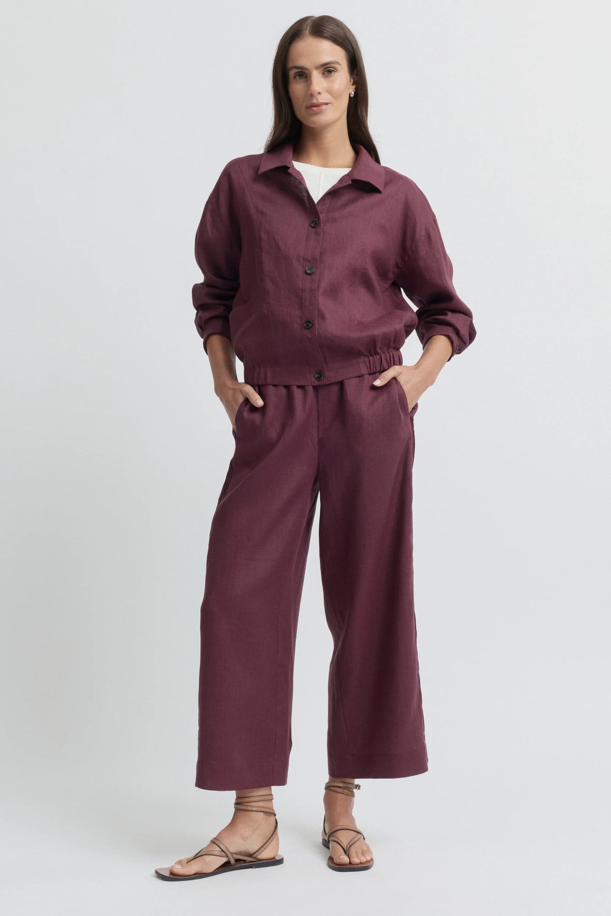 Tirari Pintuck Pant | Raisin