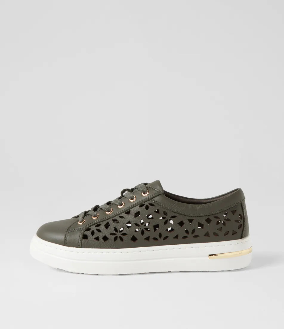 Wim Olive Leather Sneaker - Django &amp; Juliette - Beechworth Emporium