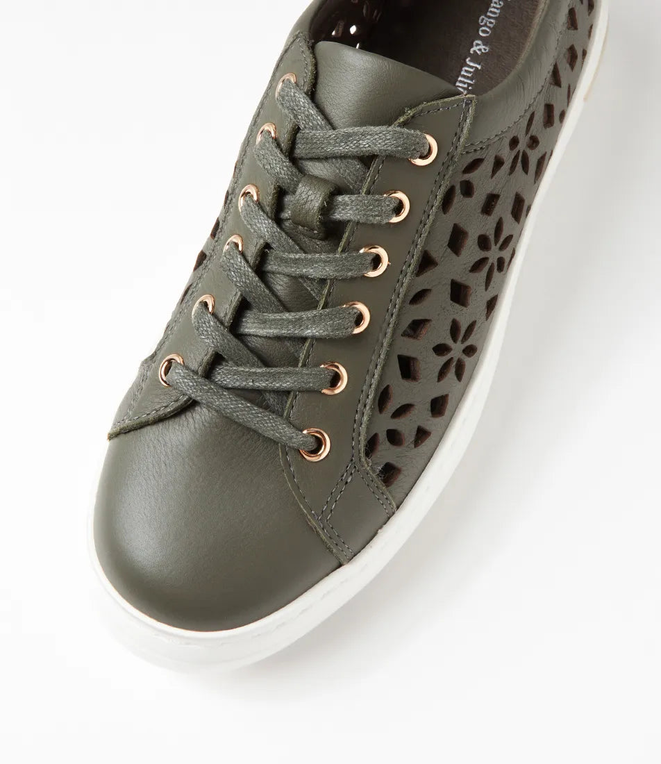 Wim Olive Leather Sneaker - Django &amp; Juliette - Beechworth Emporium