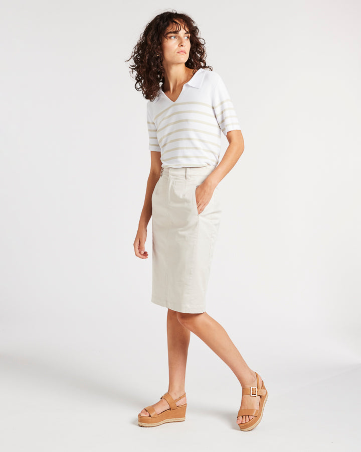 Liberty Knit | Stone/White