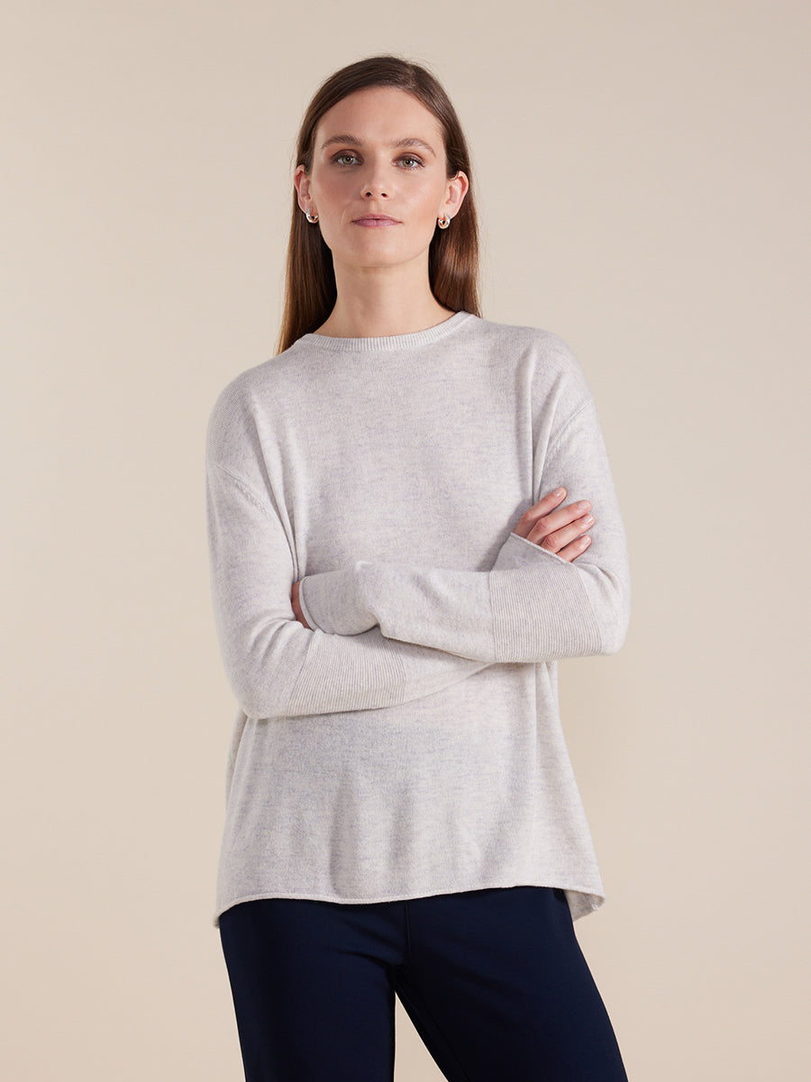 Long Sleeve Zip Back Knit | Heather Grey