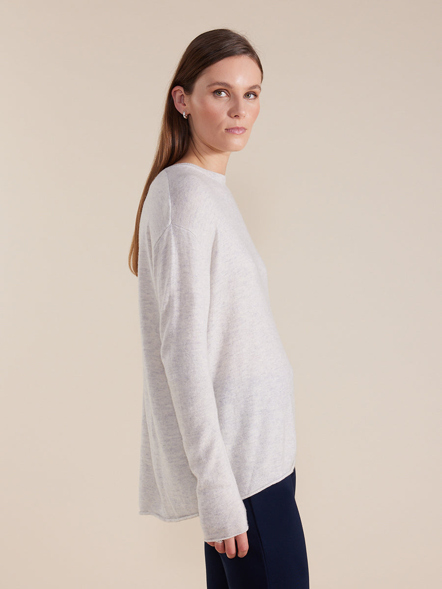 Long Sleeve Zip Back Knit | Heather Grey - Marco Polo - Beechworth Emporium