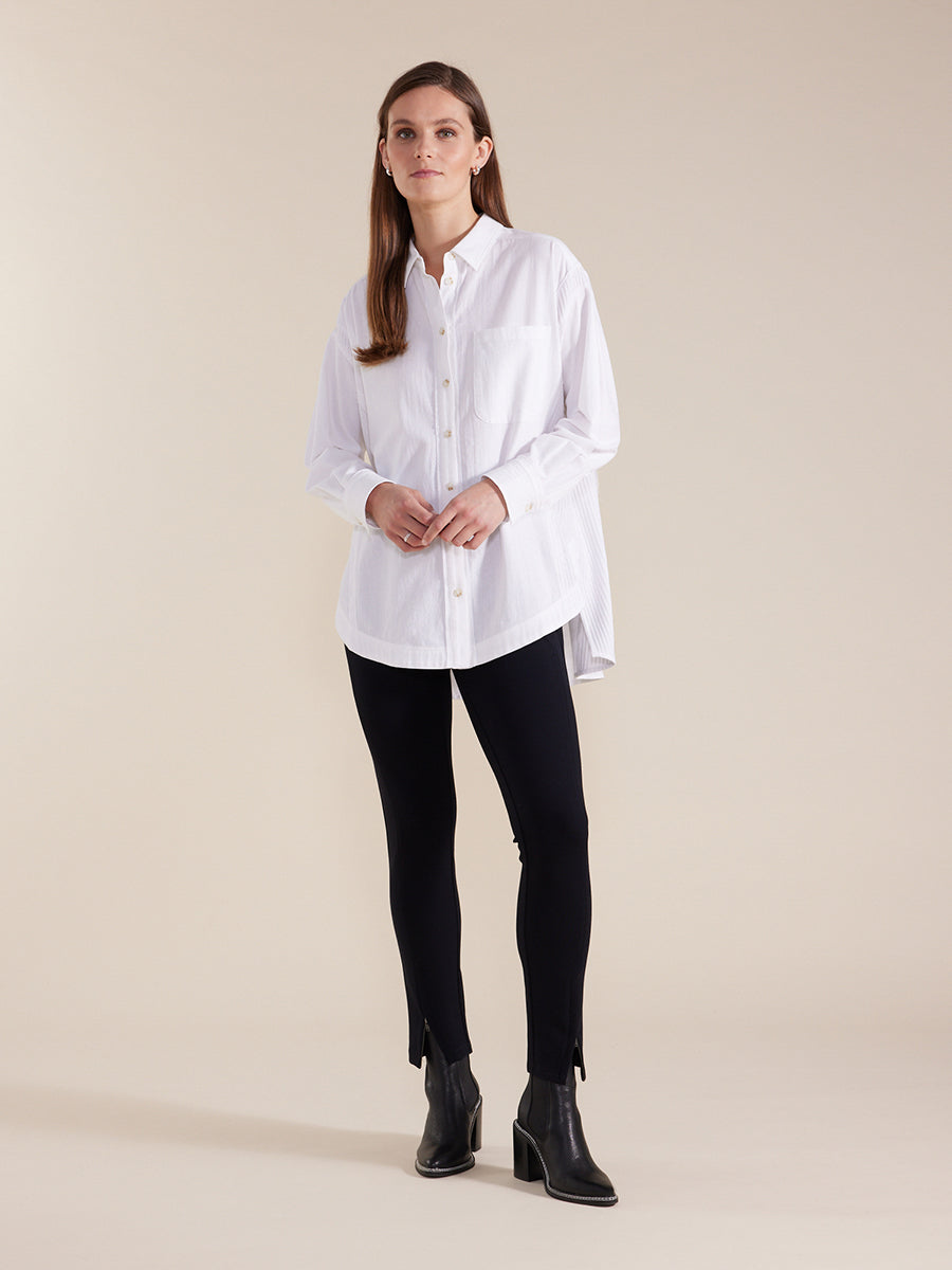 Long Sleeve Relaxed Shirt | Winter White - Marco Polo - Beechworth Emporium