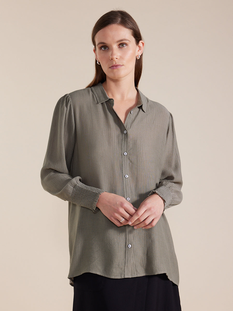 Shirred Sleeve Shirt - Marco Polo - Beechworth Emporium