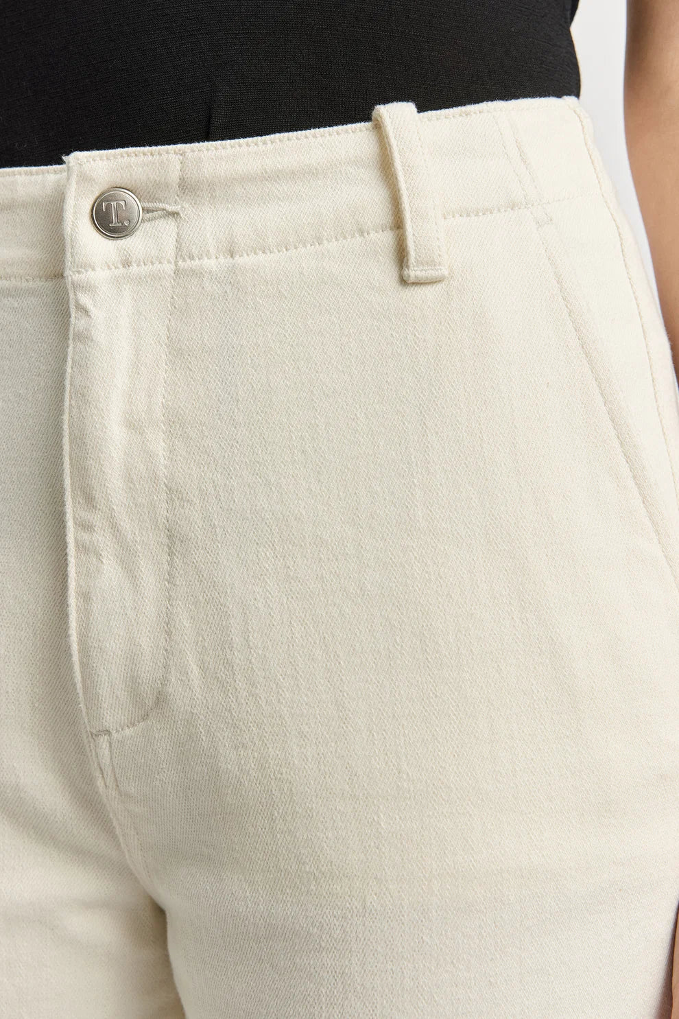 Wide Leg Merino Denim Jean | Ecru