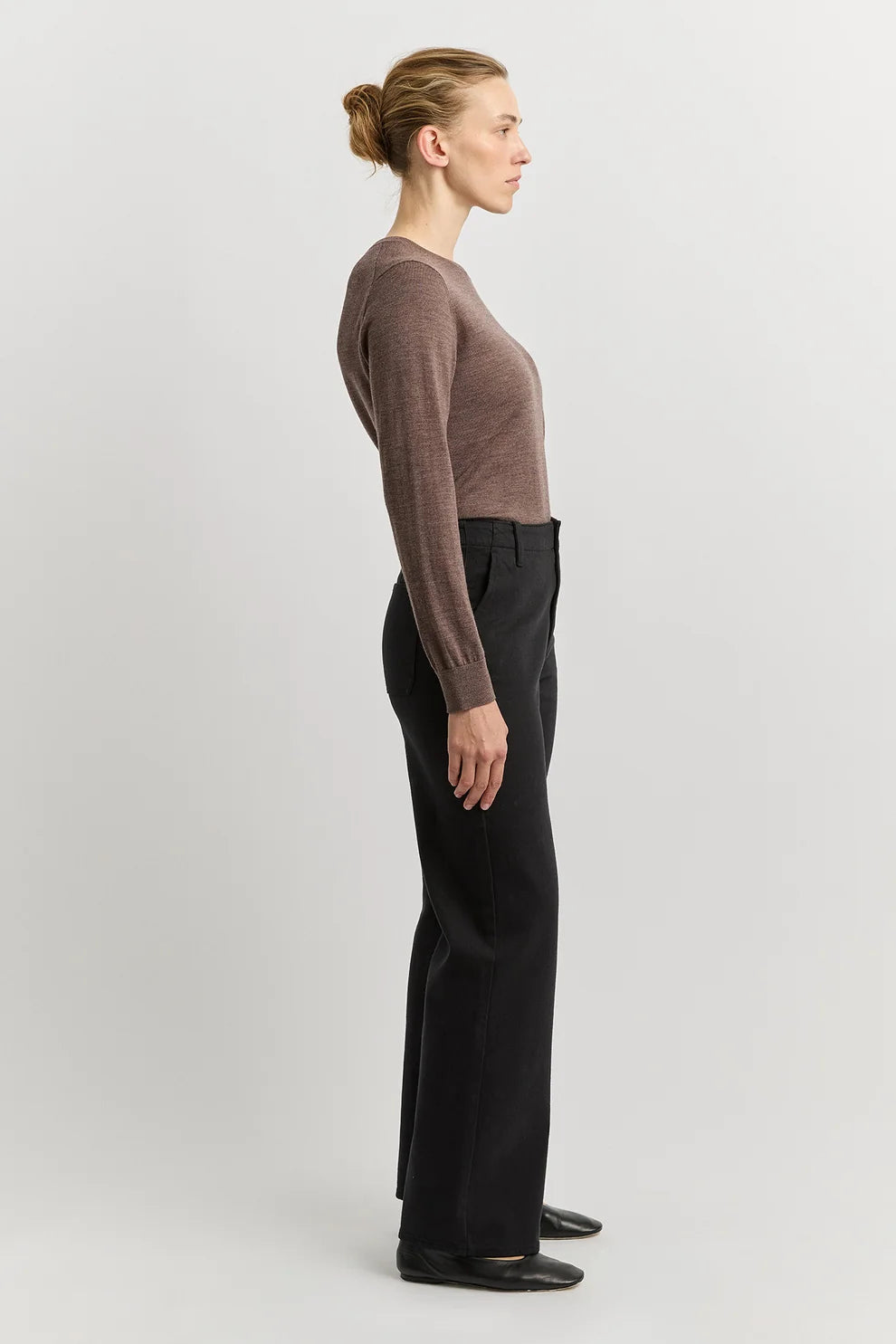 Wide Leg Merino Denim Jean | Black
