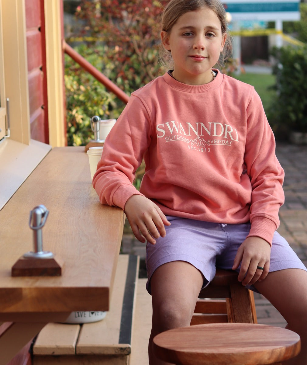 Kids Highgate Fleece Crew | Salmon/Vintage White - Swanndri - Beechworth Emporium