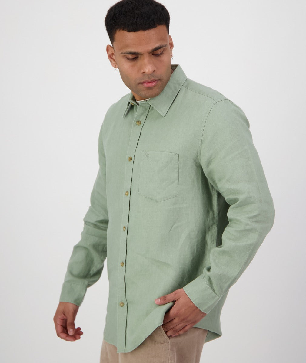 Nolan Long Sleeve Linen Shirt | Fern