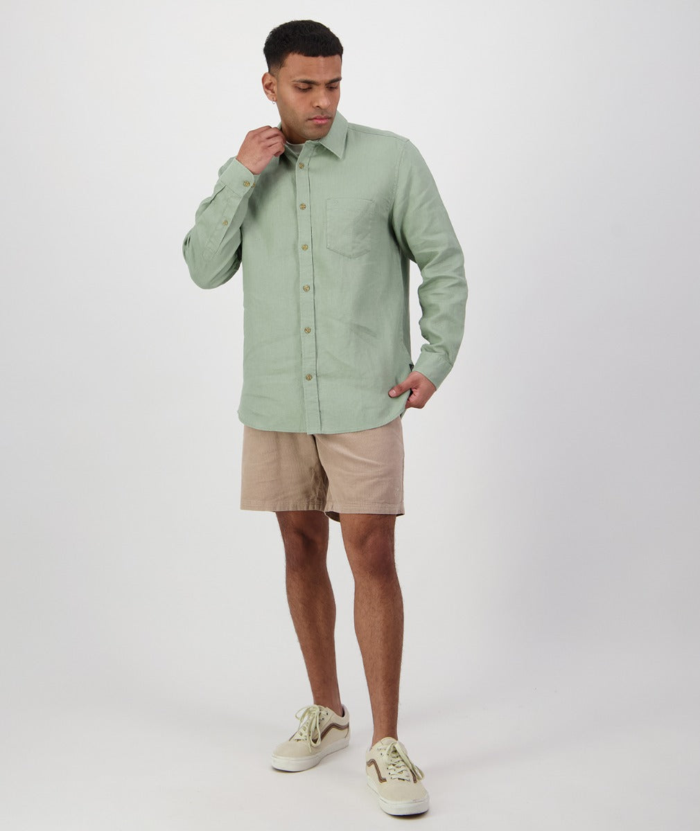 Nolan Long Sleeve Linen Shirt | Fern