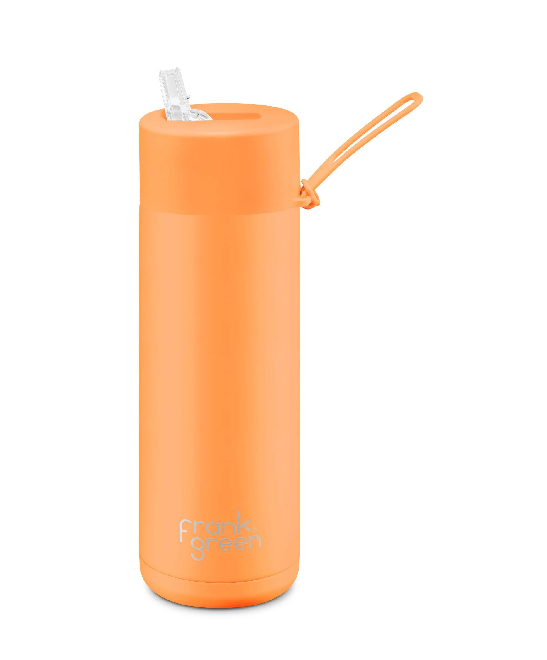 Ceramic Reusable Bottle w Straw Lid 20oz | Neon Orange - Beechworth Emporium