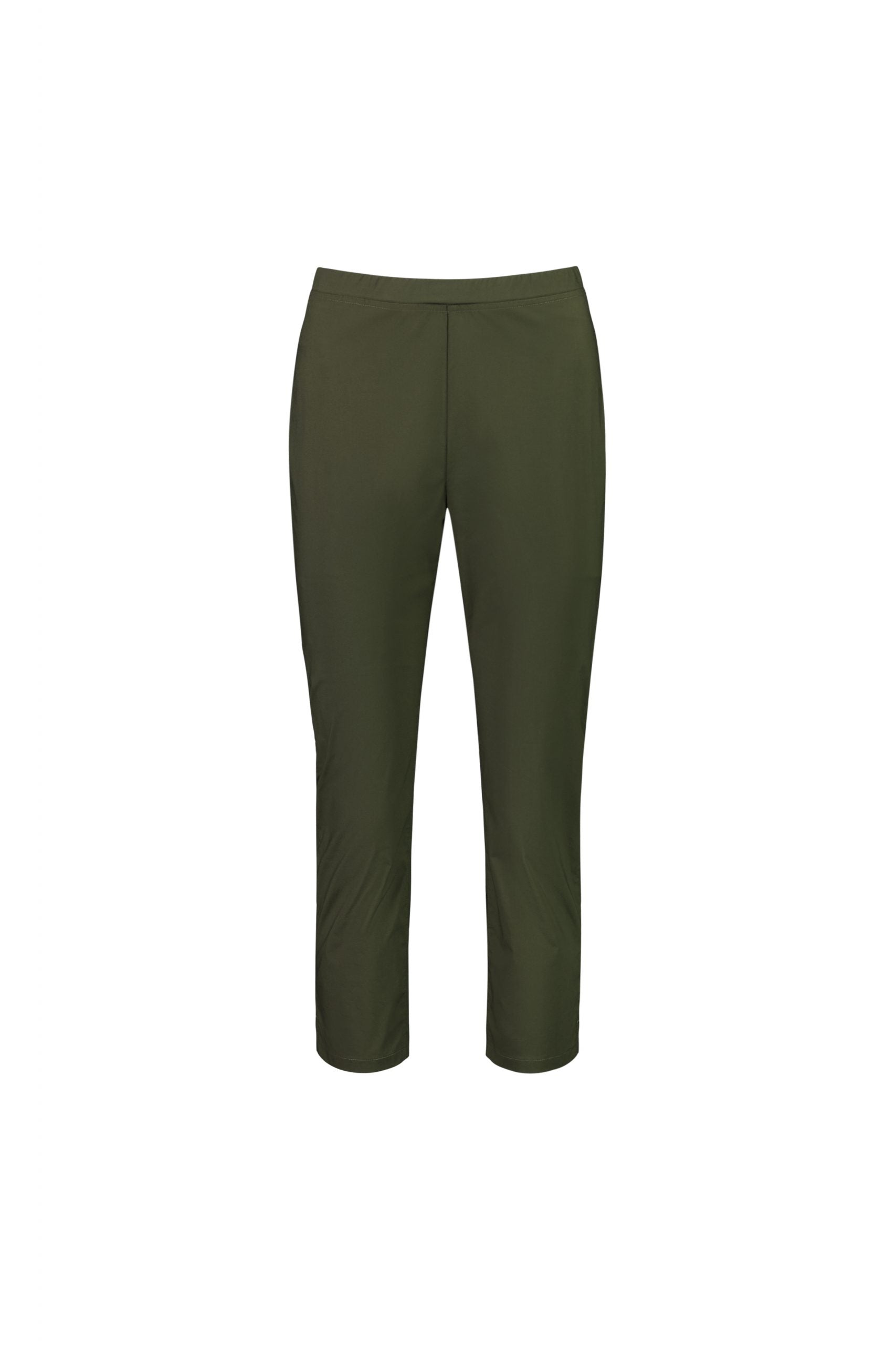 Skinny Leg 7/8 Length Poplin Pull On | Khaki - Beechworth Emporium