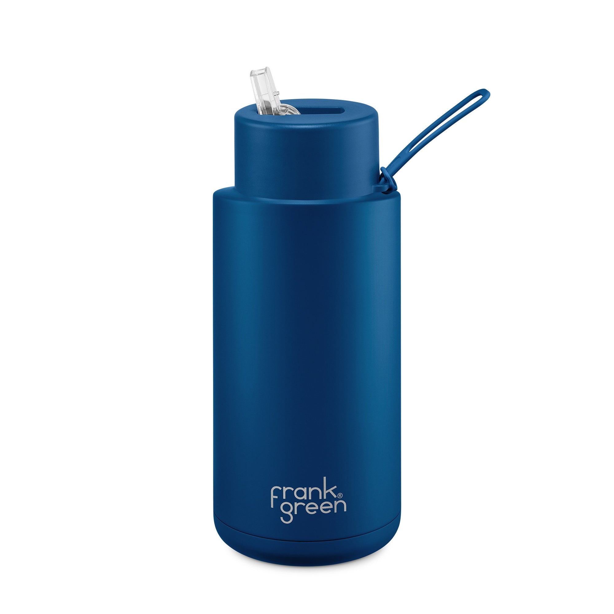 Ceramic Reusable Bottle w Straw Lid 34oz | Deep Ocean - Frank Green - Beechworth Emporium