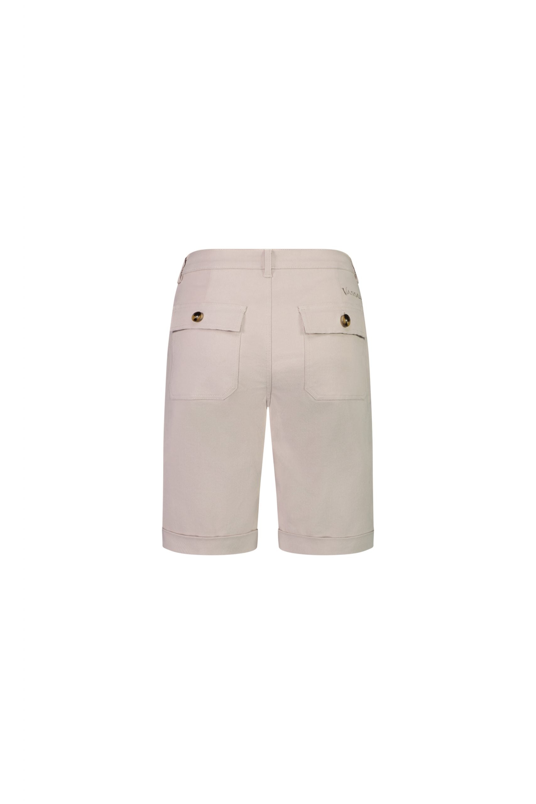 Cotton Drill Above Knee Short with Turn Up Cuff | Mushroom - Beechworth Emporium