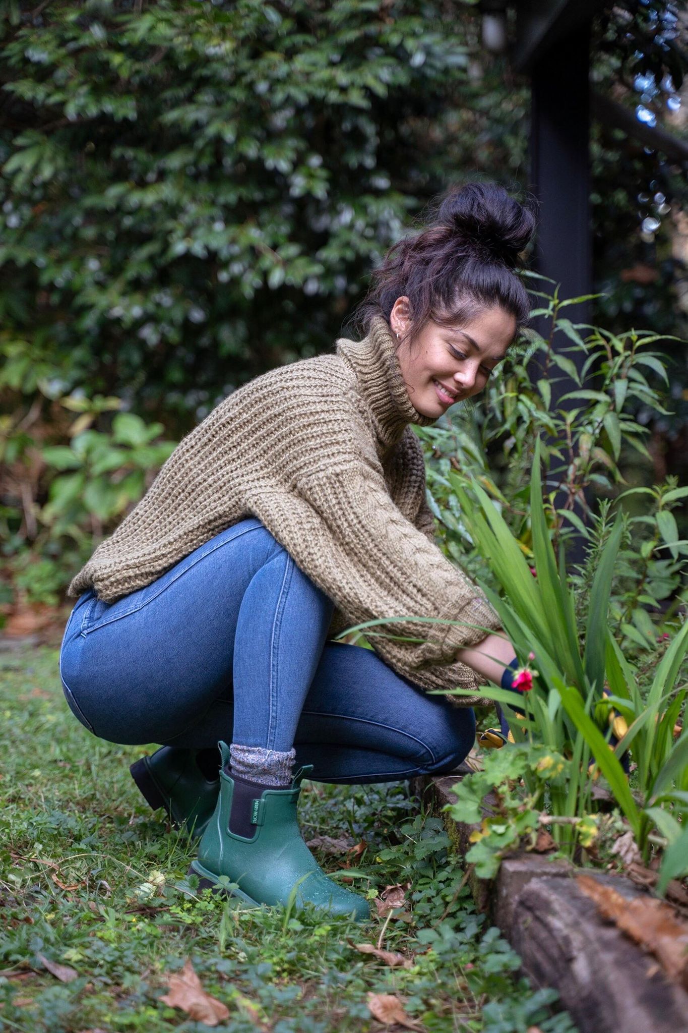 Bobbi Gumboot | Alpine Green &amp; Black - Merry People - Beechworth Emporium