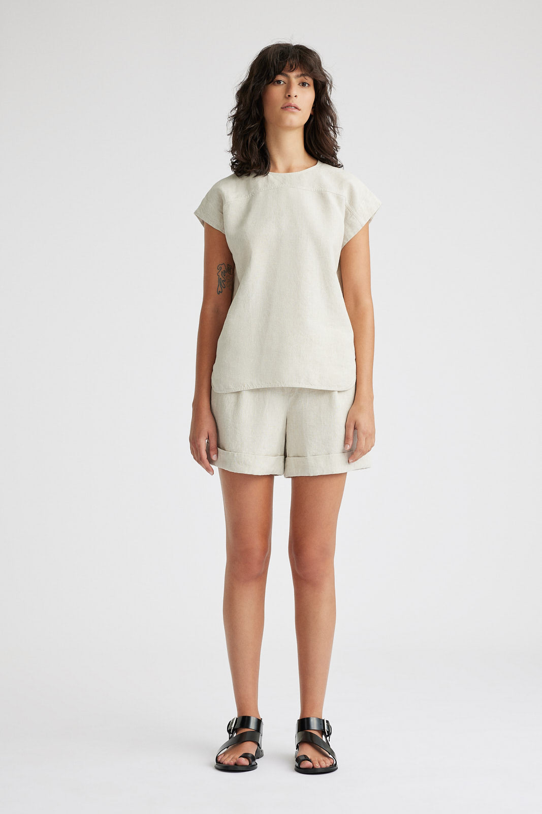 Yoke Detail Linen Top | Natural - Beechworth Emporium