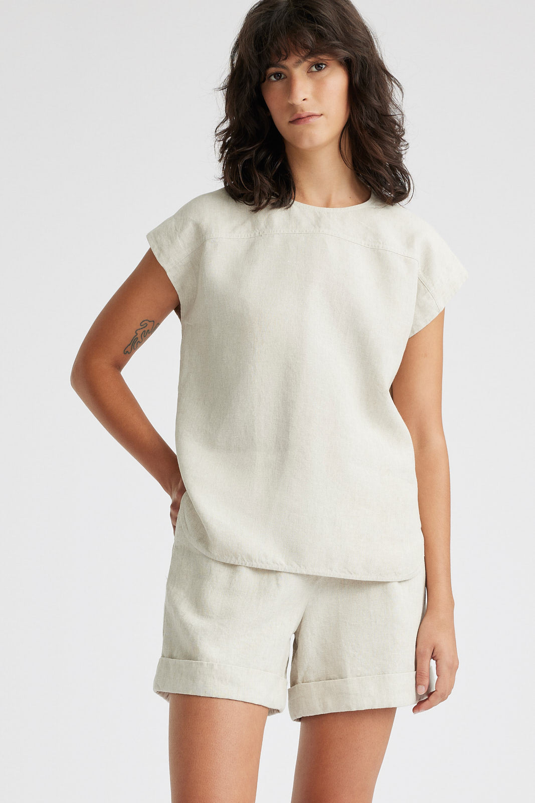 Yoke Detail Linen Top | Natural - Beechworth Emporium