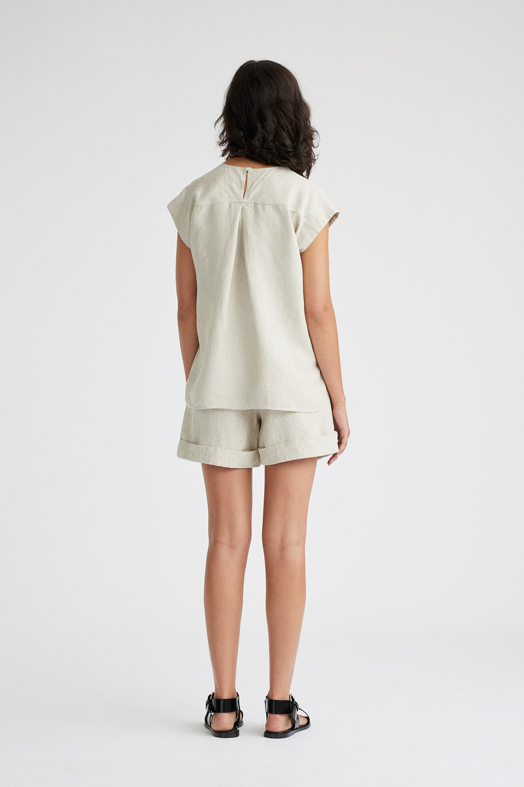 Yoke Detail Linen Top | Natural - Beechworth Emporium