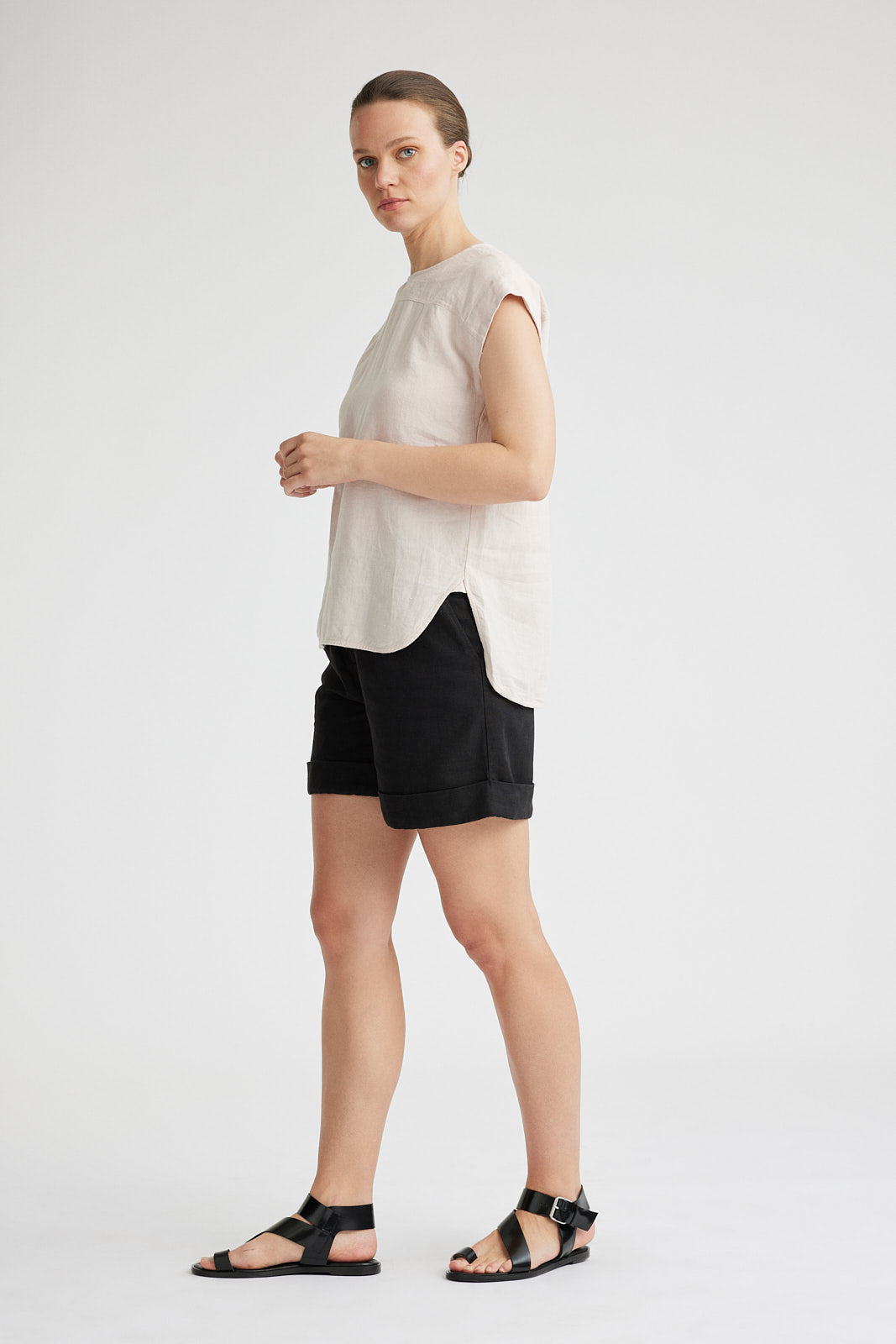 Yoke Detail Linen Top | Pink - Beechworth Emporium