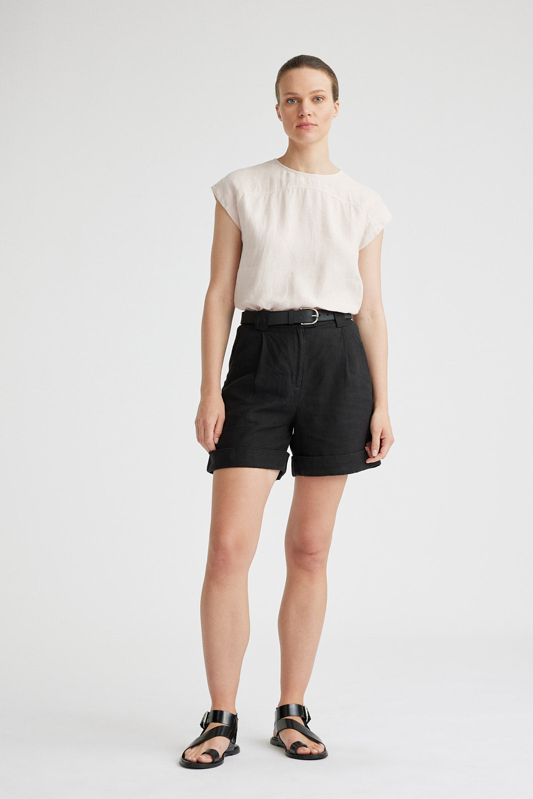 Yoke Detail Linen Top | Pink - Beechworth Emporium