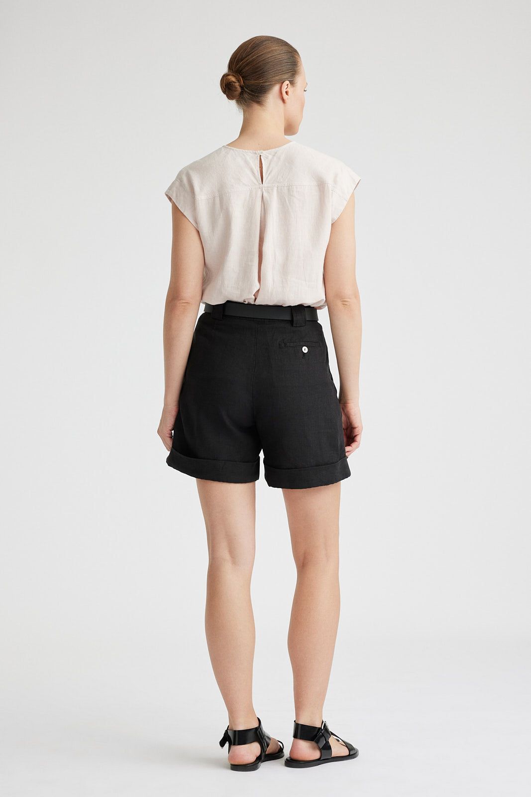 Yoke Detail Linen Top | Pink - Beechworth Emporium